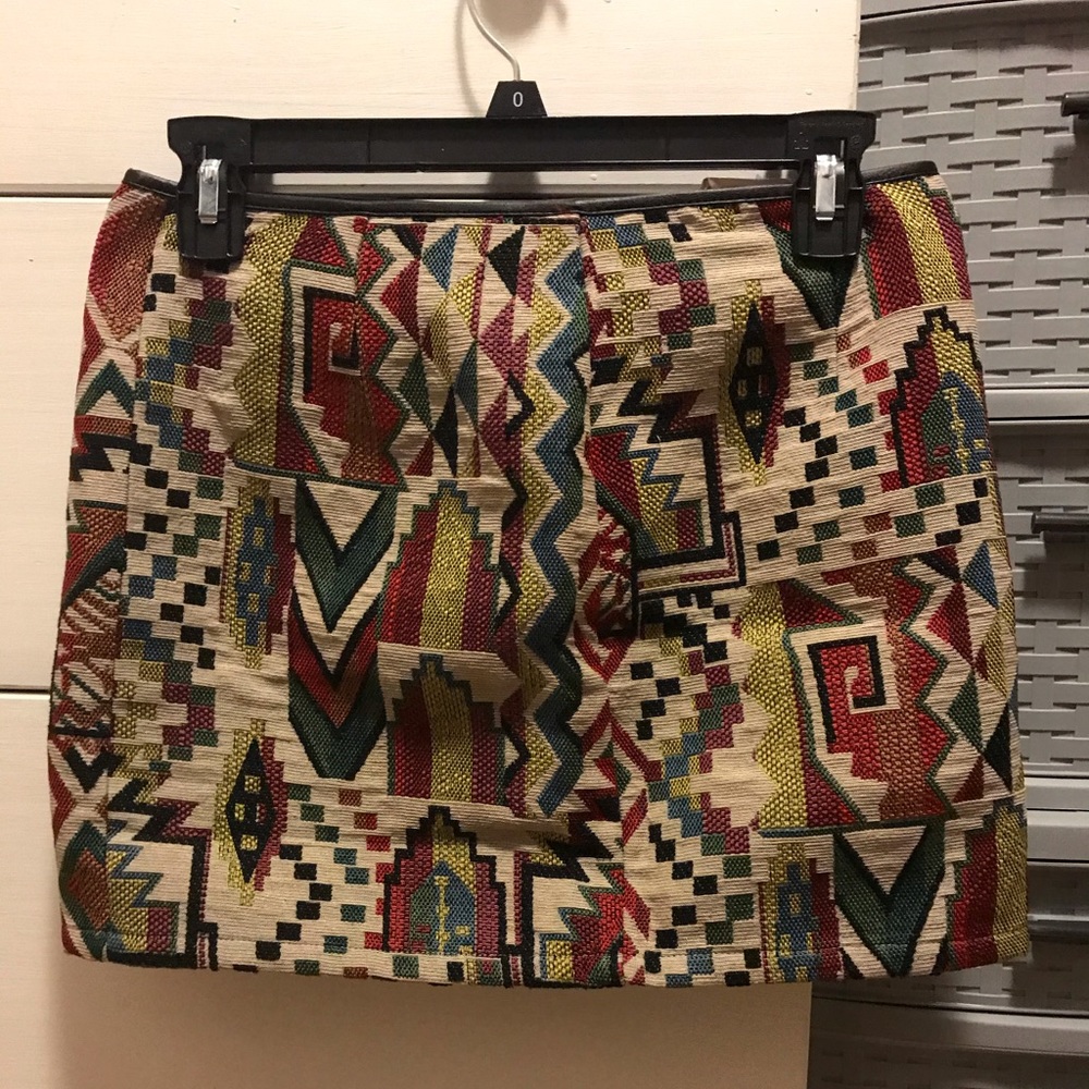 Embroidered/Woven Print Mini Skirt